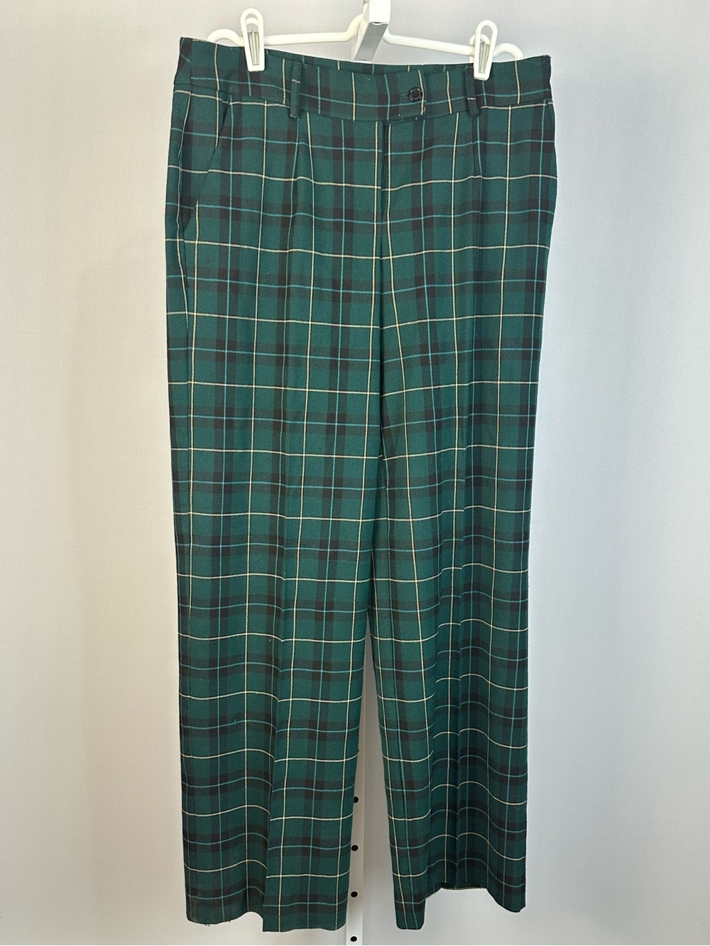 Monroe & Main Green Plaid Tartan Wide Leg Pants Women’s Size 6